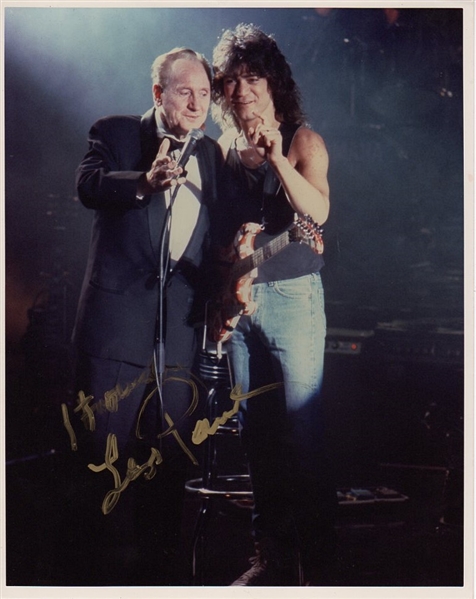 Les Paul Signed Photograph with Eddie Van Halen